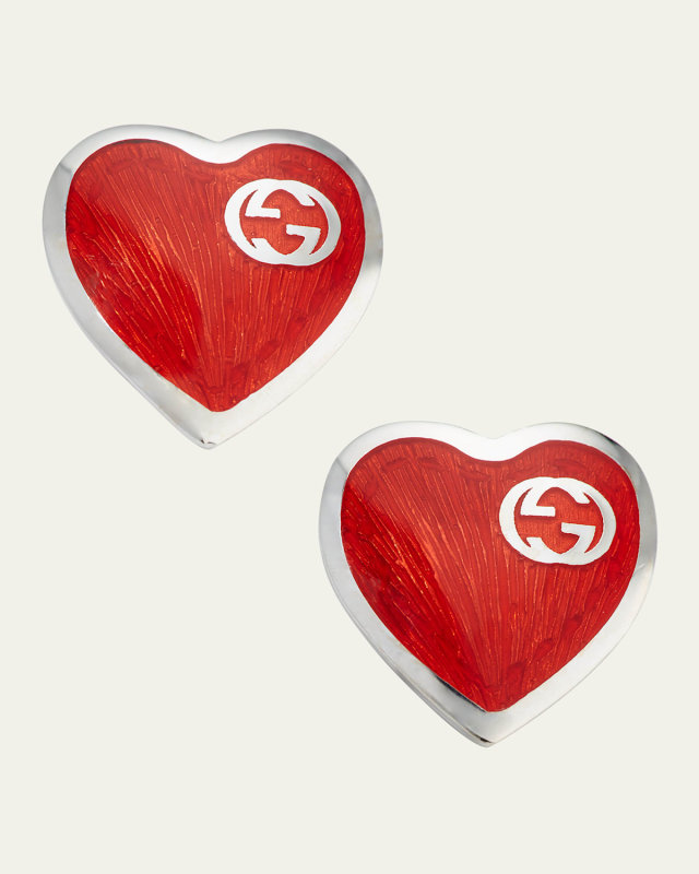 Enamel Heart Stud Earrings